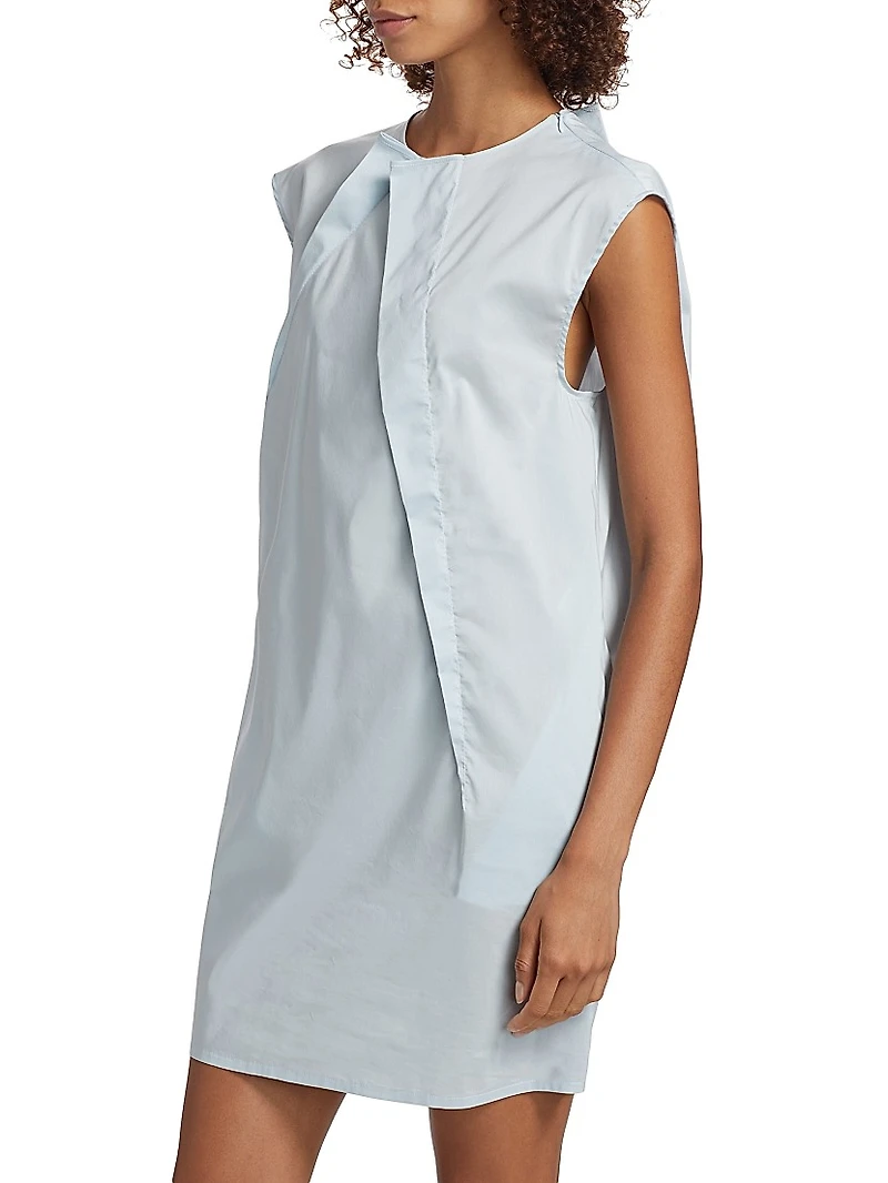 Pleated Cotton-Blend Sleeveless Minidress