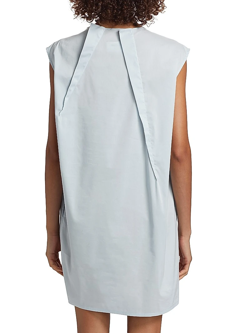 Pleated Cotton-Blend Sleeveless Minidress
