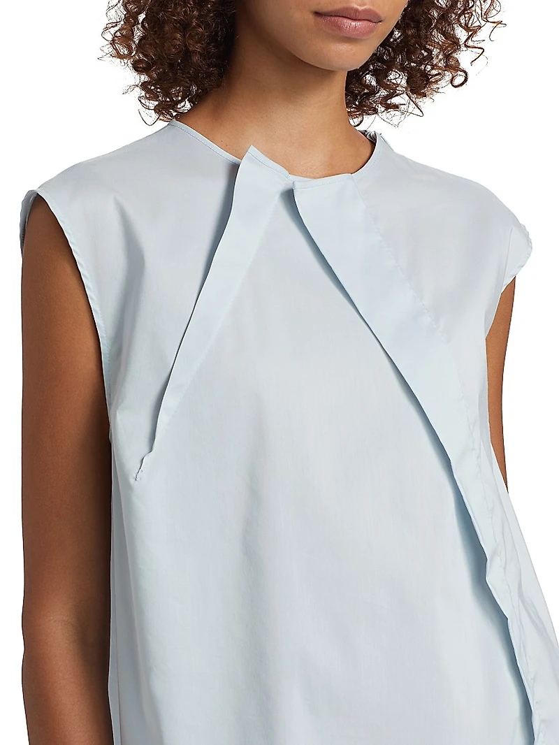 Pleated Cotton-Blend Sleeveless Minidress