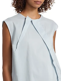 Pleated Cotton-Blend Sleeveless Minidress