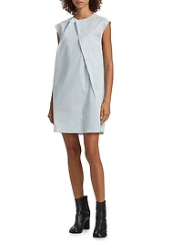 Pleated Cotton-Blend Sleeveless Minidress
