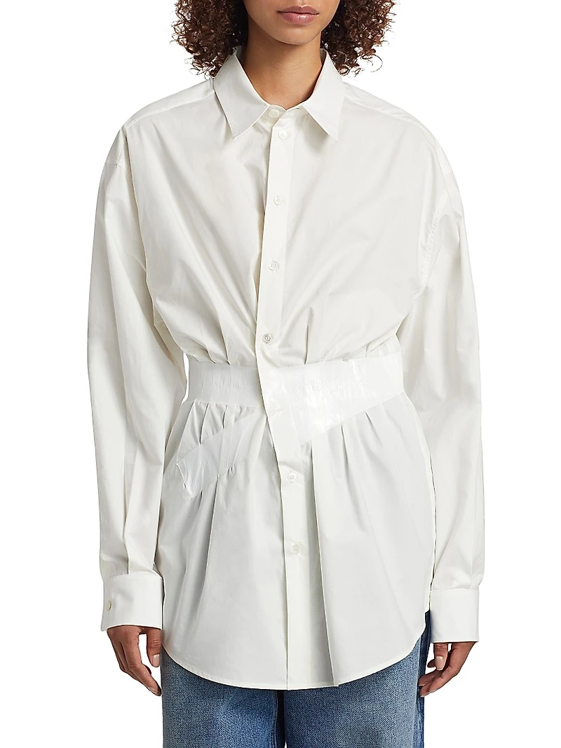 Taped Cotton Button-Front Shirt