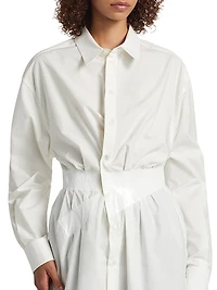 Taped Cotton Button-Front Shirt