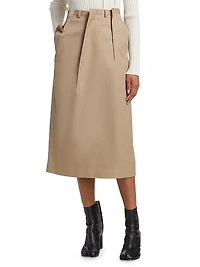 Tuck Pleat Midi-Skirt