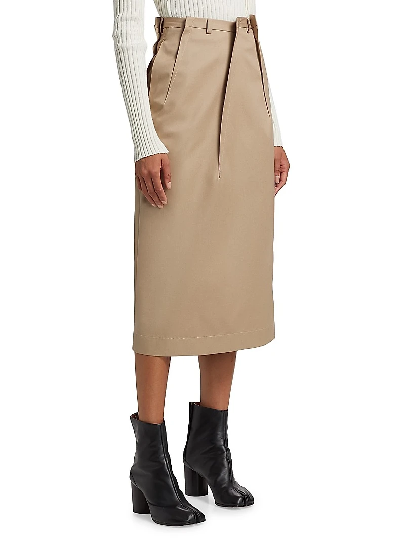 Tuck Pleat Midi-Skirt