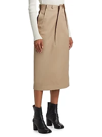 Tuck Pleat Midi-Skirt
