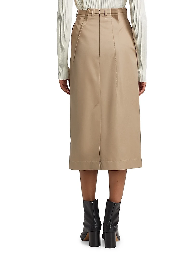 Tuck Pleat Midi-Skirt