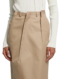 Tuck Pleat Midi-Skirt