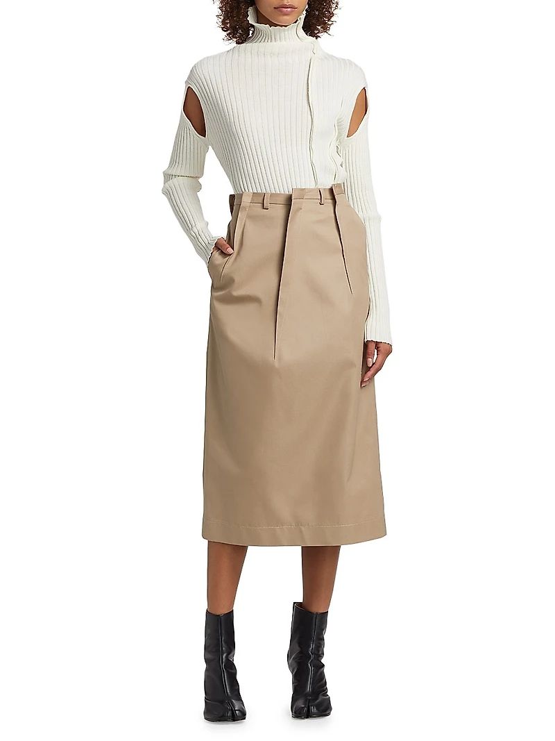 Tuck Pleat Midi-Skirt