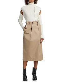 Tuck Pleat Midi-Skirt