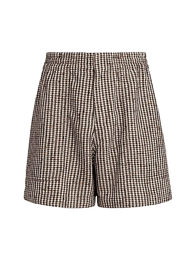 Knotted Viscose Mini Check Shorts