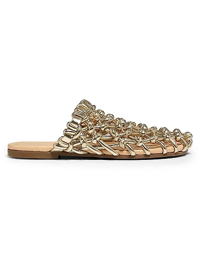Nour Knot Woven Metallic Mules