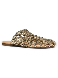 Nour Knot Woven Metallic Mules
