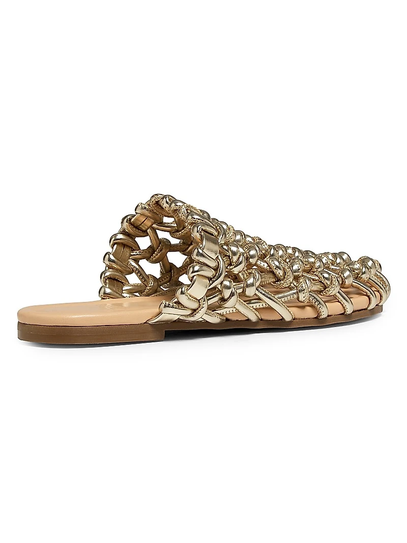 Nour Knot Woven Metallic Mules
