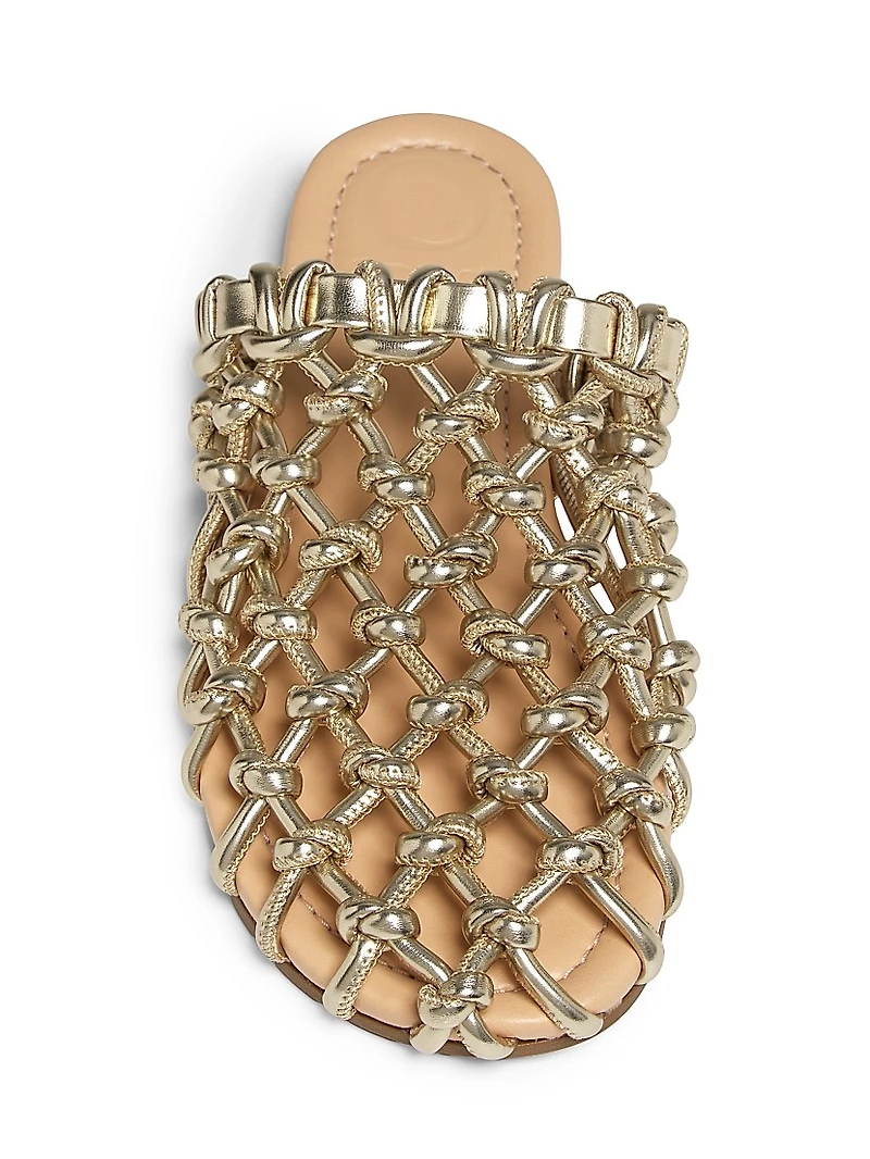 Nour Knot Woven Metallic Mules