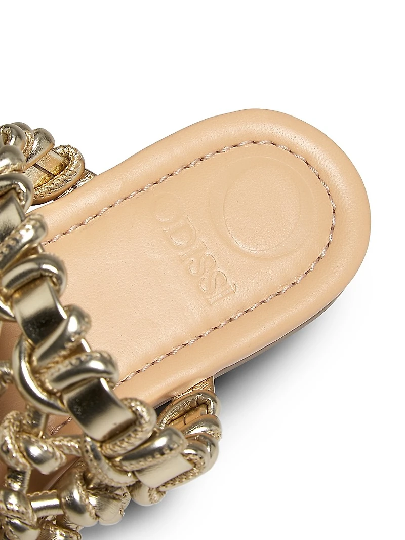 Nour Knot Woven Metallic Mules