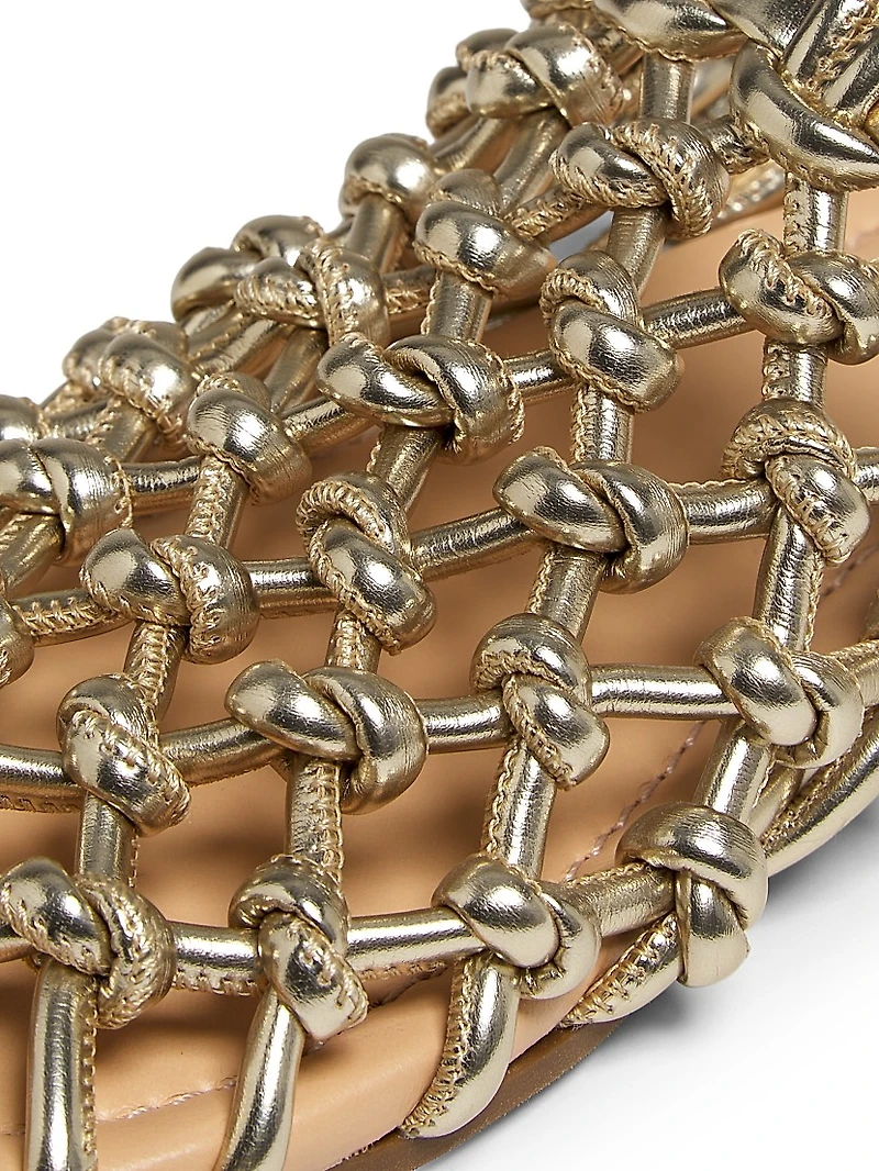 Nour Knot Woven Metallic Mules