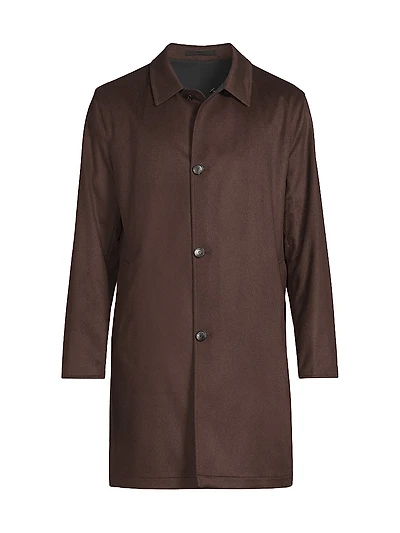 Nylon-Cashmere Reversible Raincoat