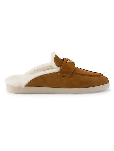 Suede and Shearling Mules