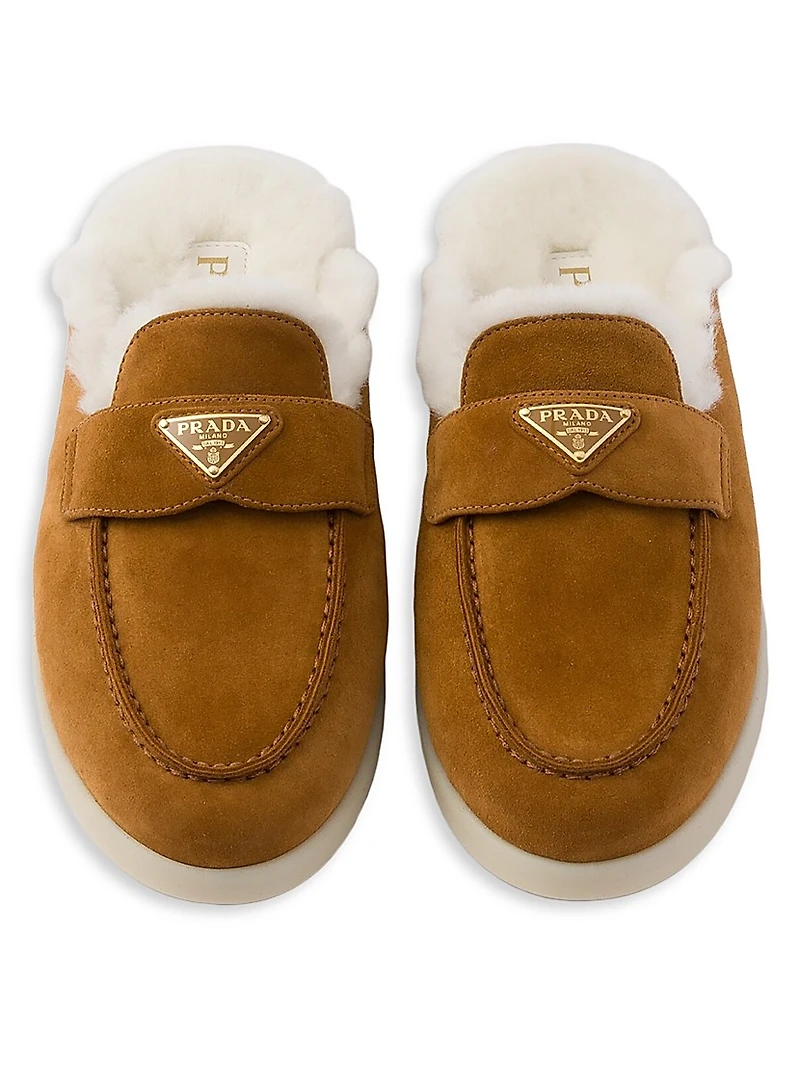 Suede and Shearling Mules