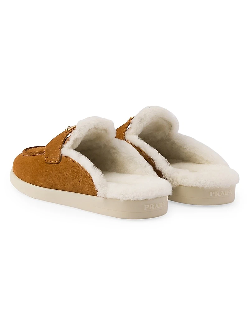 Suede and Shearling Mules
