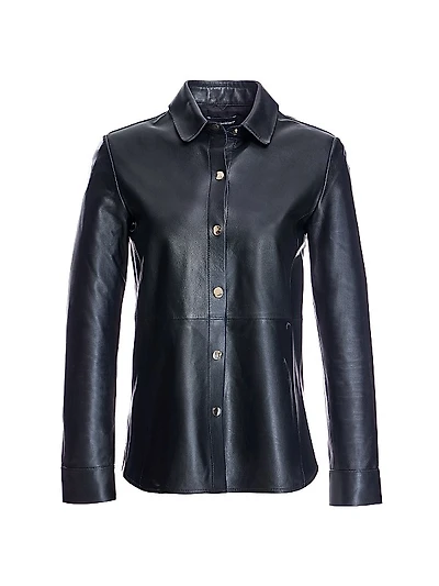 Leather Snap-Front Shirt