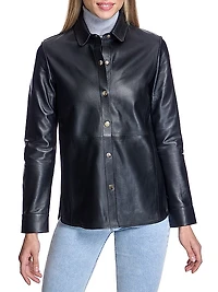 Leather Snap-Front Shirt