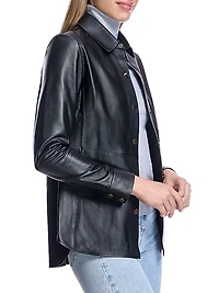 Leather Snap-Front Shirt