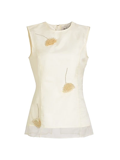 Embellished Tulip Silk Organza Top