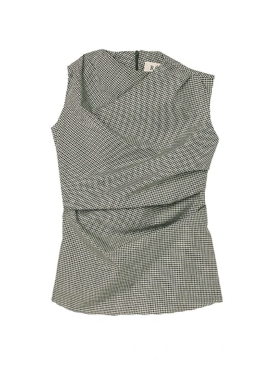 Gingham Wool-Blend Draped Top
