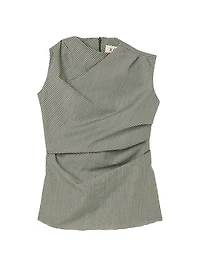 Gingham Wool-Blend Draped Top