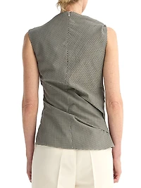 Gingham Wool-Blend Draped Top