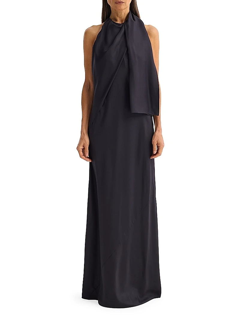 Silk Foulard Halter Dress