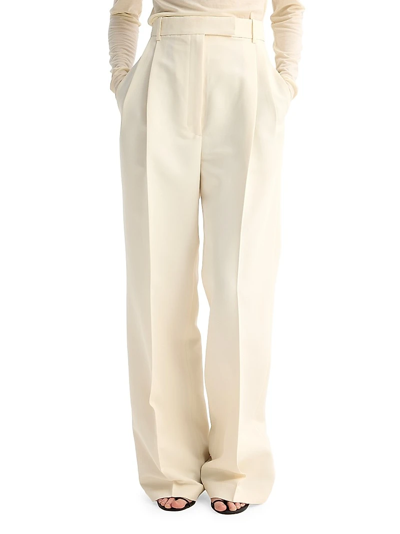High-Rise Pleated Tailored Trousers