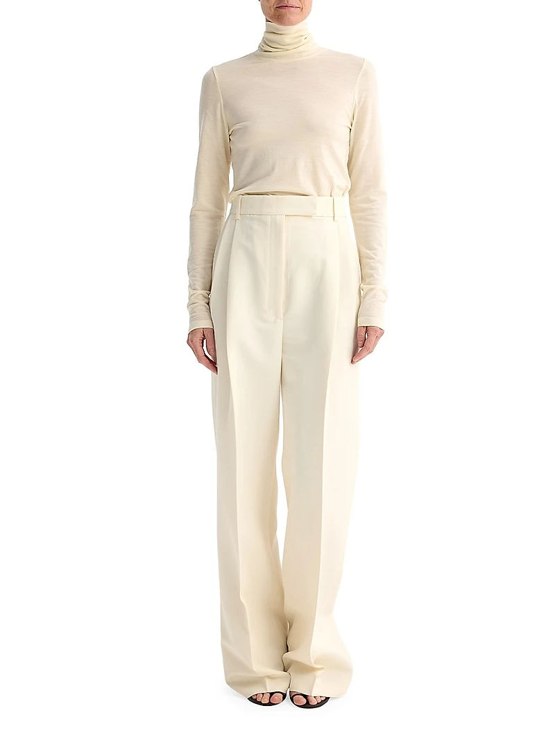 High-Rise Pleated Tailored Trousers