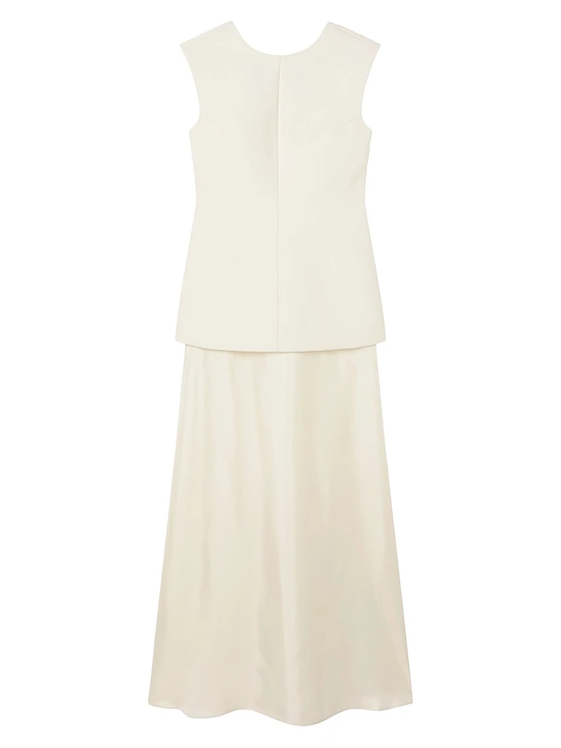 Open Back Silk and Wool-Blend Maxi Dress