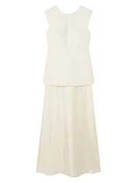 Open Back Silk and Wool-Blend Maxi Dress