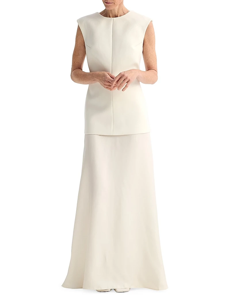 Open Back Silk and Wool-Blend Maxi Dress