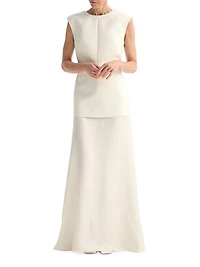 Open Back Silk and Wool-Blend Maxi Dress
