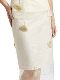 Embellished Tulip Silk Organza Pencil Skirt