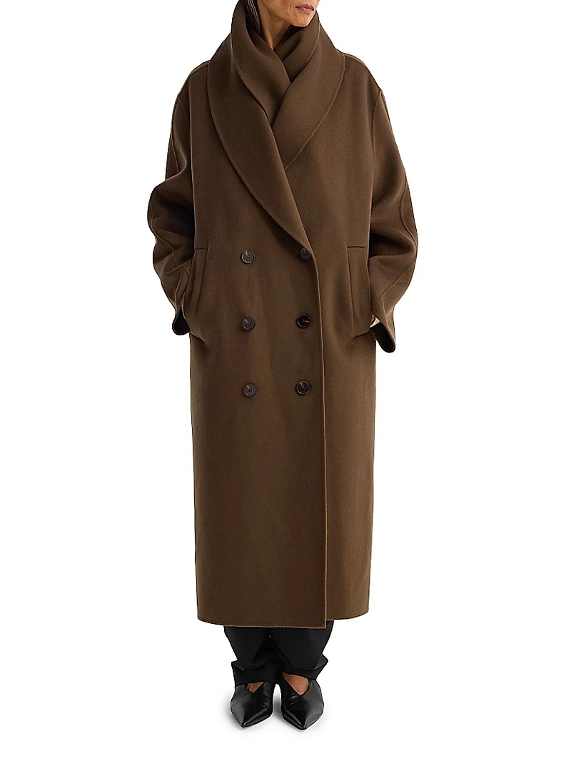 Double-Faced Wool Scarf Coat