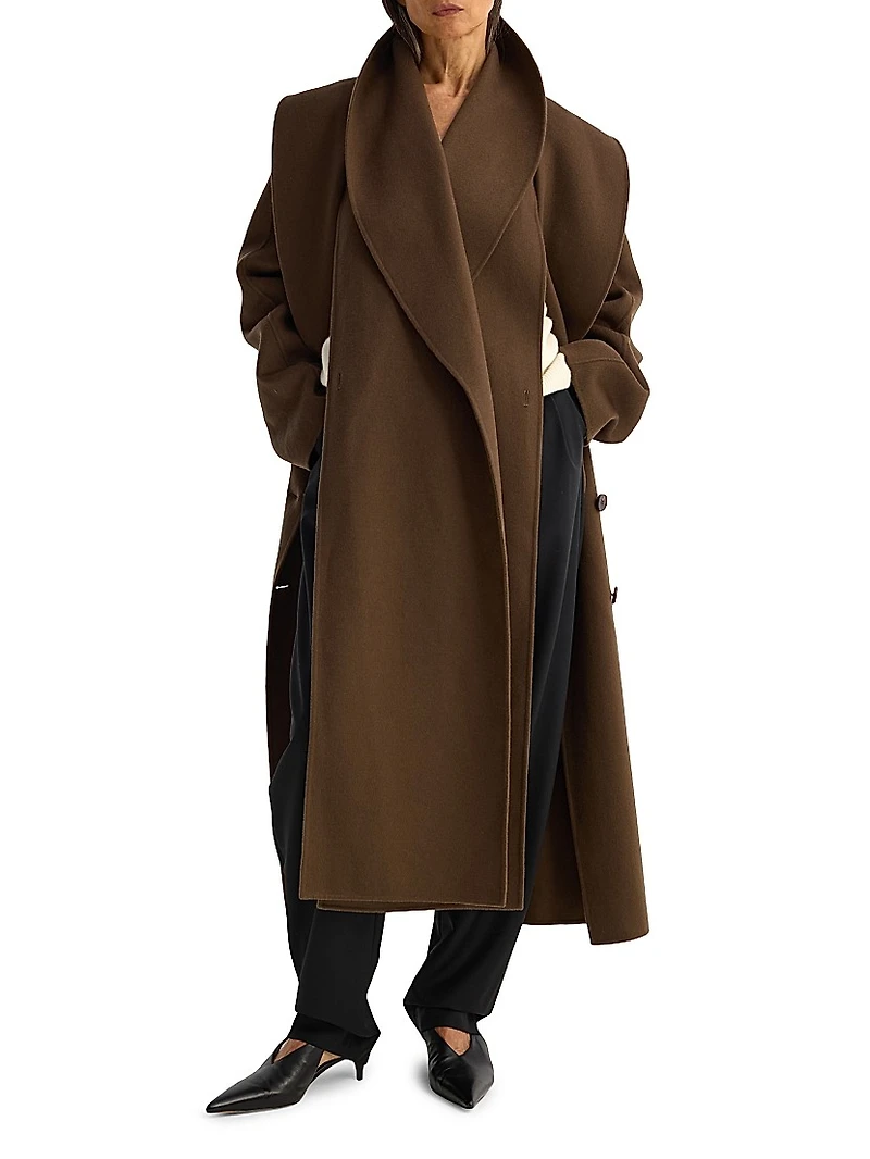 Double-Faced Wool Scarf Coat