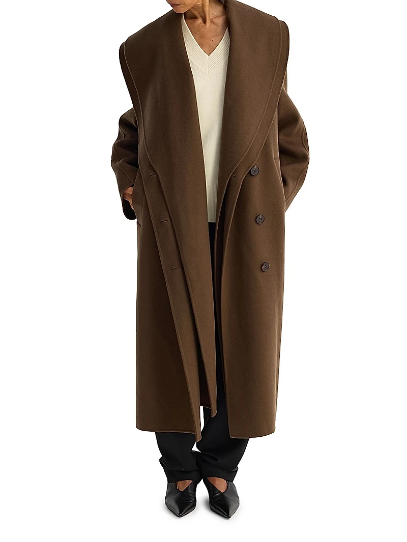 Double-Faced Wool Scarf Coat