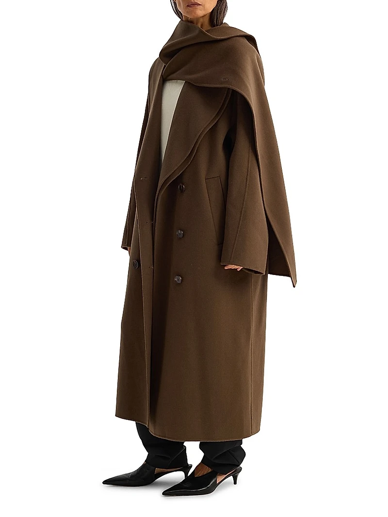 Double-Faced Wool Scarf Coat