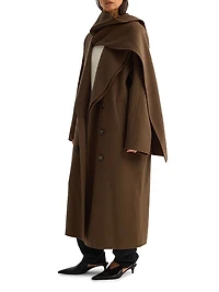 Double-Faced Wool Scarf Coat