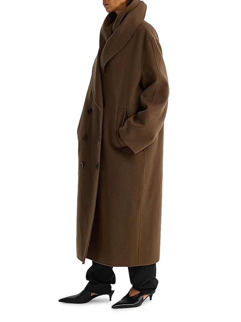 Double-Faced Wool Scarf Coat