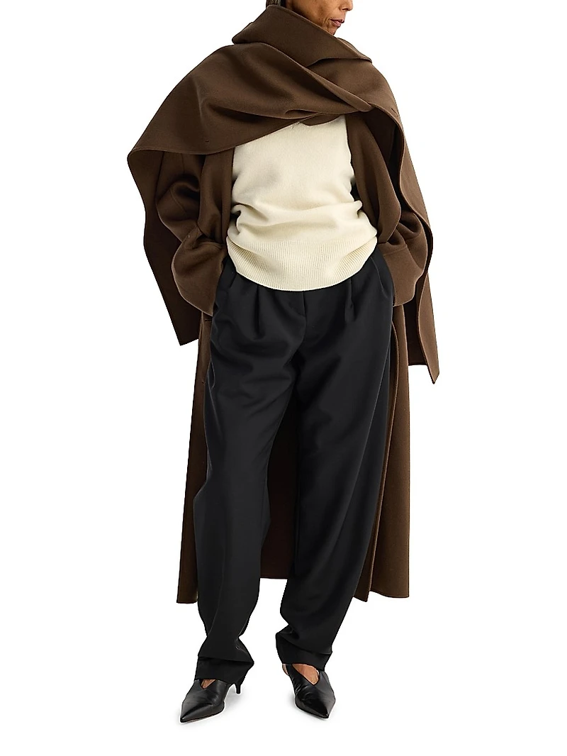 Double-Faced Wool Scarf Coat