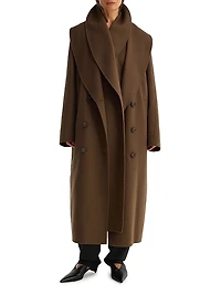 Double-Faced Wool Scarf Coat