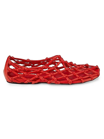 Knotted Leather Ballerina Flats