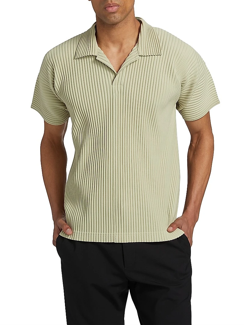 Classic Rib-Knit Polo Shirt